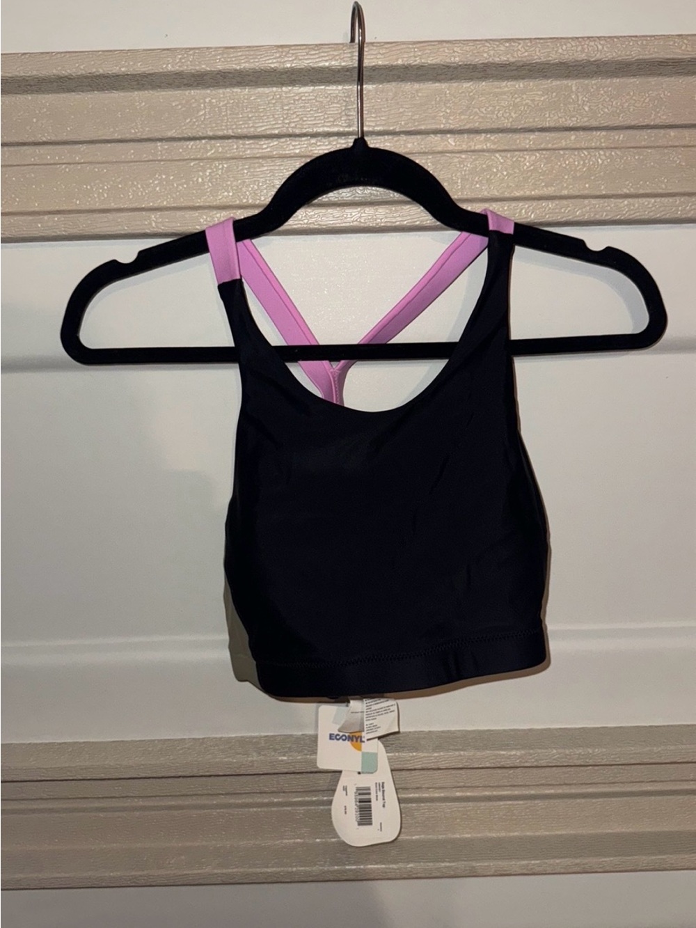 Prana Black Swim Top with Pink Straps